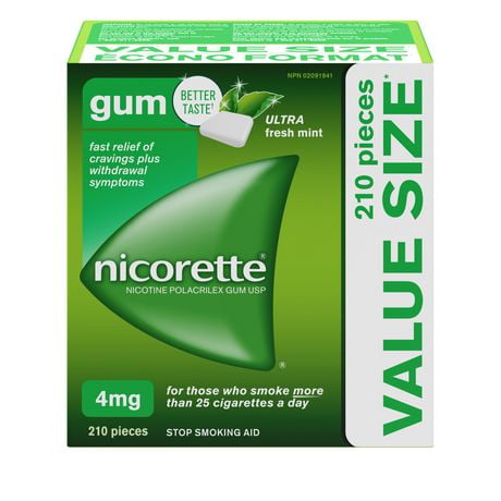Nicorette Nicotine Gum, Quit Smoking Aid, Ultra Fresh Mint, 4mg, 210 Count