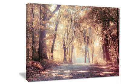 Design Art Golden Autumn Beautiful Forest Landscape Artwork Canvas Art ...