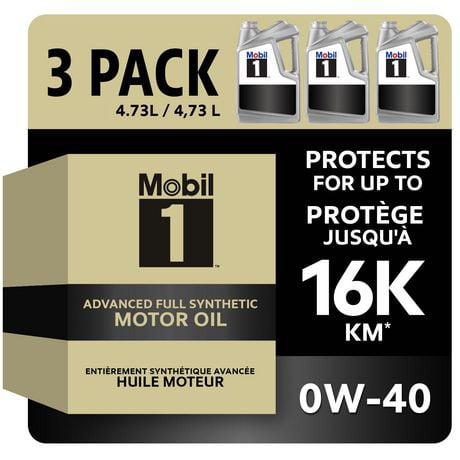 Mobil 1™ Full Synthetic Motor Oil 0W-40, 3 x 4.73 L