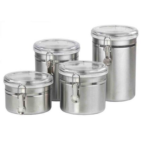 Home Basics 4 Piece Stainless Steel Canister Set Silver Walmart Canada   6000205445719 