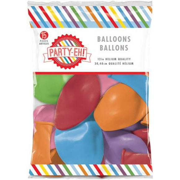 Party-Eh! Latex Balloons, 15 Assorted Latex Balloons