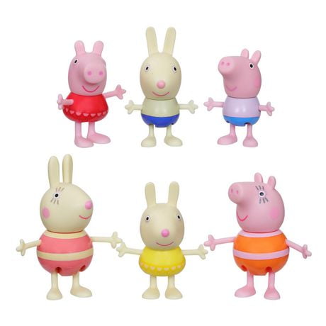 Peppa Pig, Peppa's Adventures, coffret Peppa à la piscine, 6 figurines de la famille Pig et amis en costumes de bain, dès 3 ans