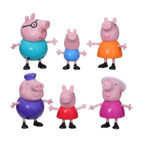 Peppa Pig, Peppa à l'aventure, coffret Peppa et sa famille, 6 figurines de la famille Pig dans leurs tenues emblématiques, dès 3 ans