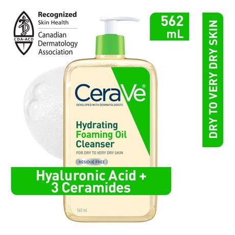 CeraVe Hydrating Foaming Oil Cleanser | Face & Body Wash with Squalane Oil, Hyaluronic Acid and Ceramides | For Dry to Very Dry Skin | 562 mL, Ideal for dry, very dry and sensitive skin