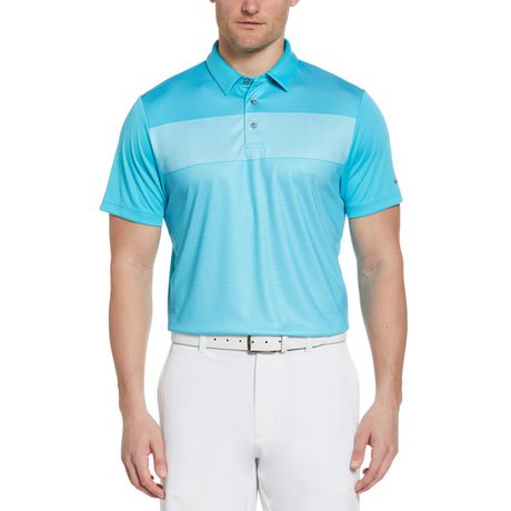 PGA TOUR Men's Stretch Short Sleeve Textured Chest Print Golf Polo ...