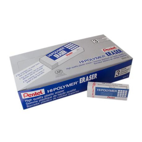 Pentel Hi-Polymer, Large White Block Eraser, Box of 36