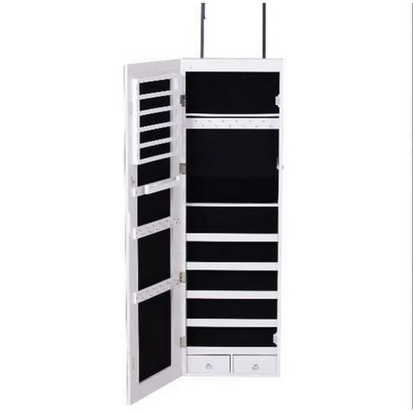 HOMCOM Full Length Mirror Jewelry Cabinet with Lights