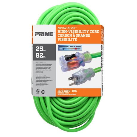 Rallonge flexible Prime Wire & Cable en néon 25m 16/3 robustesse moyenne