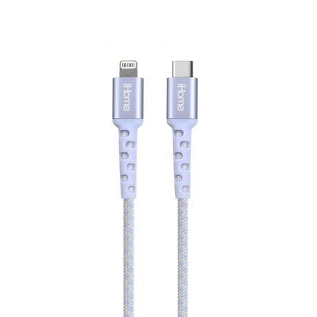 iHome Durastrain 6ft Lightning to USB Type-C Cable, 6FTLGHTNG TO USB TYPE-C CABLE