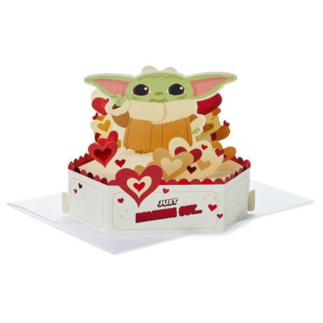 Hallmark Paper Wonder Star Wars: The Mandalorian 3D Pop-up Valentine's Day Card (The Child Grogu Reaching Out)