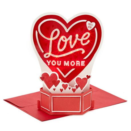 Hallmark Paper Wonder Musical 3D Pop-up Valentine's Day Card With Lights (Heart Neon Sign, Love You More)