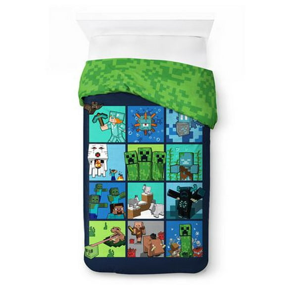 Minecraft Kids' Twin/Full Reversible Comforter, Reversible, 72" x 86"