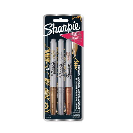 Sharpie Metallic Permanent Markers, Fine Point, Assorted Colours, 3 count