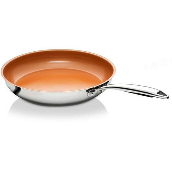 Gotham Steel Stainless Steel Premium 10” Frying Pan, Triple Ply Reinforced with Super Nonstick Ti- Cerama Copper Coating and Induction Capable Encapsulated Bottom – Dishwasher Safe, Pan