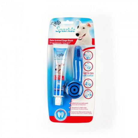 All for Paws Sparkle Palm assisted brush with peanut butter toothpaste