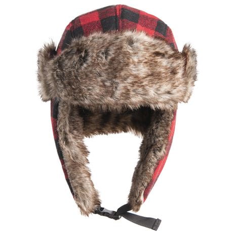 VTG Crowncap Dry Ice Red Buffalo Plaid Hunting Trapper Wool Hat Ear Flaps 6 5/8