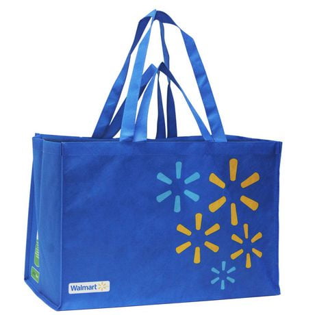 Reusable, Multi-Functional Wide Grocery Bag, Blue and Yellow Abstract Design