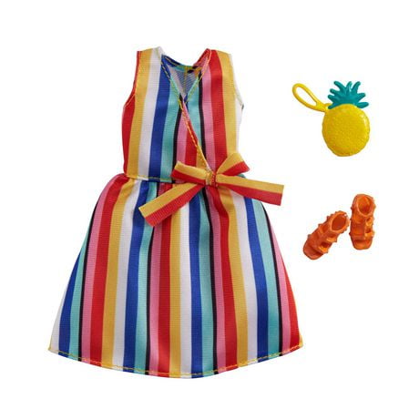 Barbie Fashion Pack with Striped Dress, Pineapple Purse & Sandals