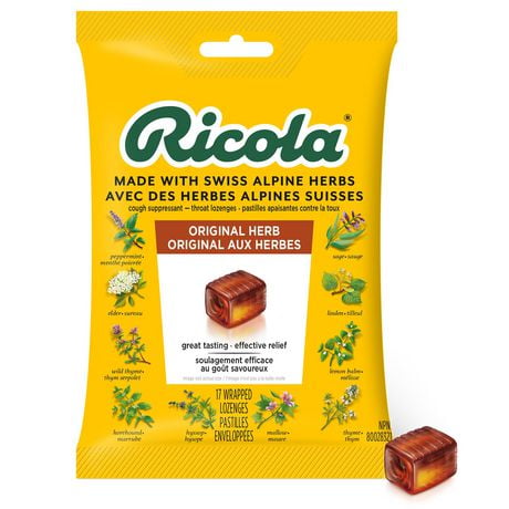Pastilles pour soulager le mal de gorge Ricola à saveur originelle et naturelle 17 pastilles