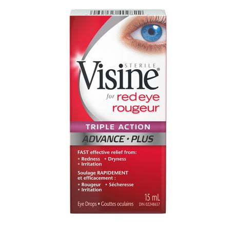 VISINE® Plus, Triple action, gouttes pour la rougeur oculaire, 15 ml