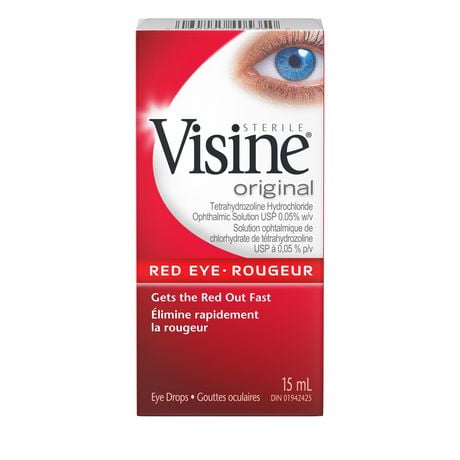 Visine Original Eye Drops, Eye Irritation, Dust, Smoke, Dry Eyes, Red Eyes, Tetrahydrozoline Hydrochloride Ophthalmic, 15 mL