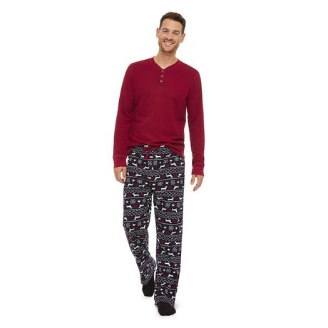 George Men's Waffle Top and Brushed Pant 2-Piece PJ Set | Walmart Canada
