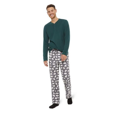 George Men's Waffle Top and Brushed Pant 2-Piece PJ Set | Walmart Canada