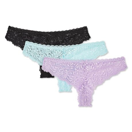 George Women's Galloon Lace Thongs 3-Pack, Sizes S-XL