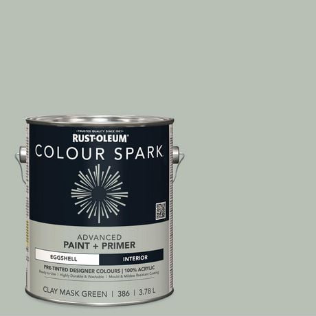 Rust-Oleum Colour Spark™ Peinture + Apprêt, Intérieur Coquille d'oeuf, Vert Masque D'Argile 3,78L
