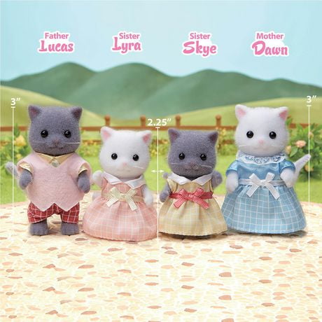 Calico Critters Persian Cat Family, Set of 4 Collectible Doll Figures ...