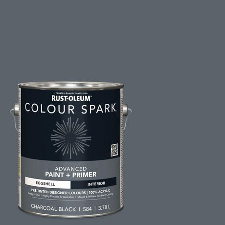 Rust-Oleum Colour Spark™ Peinture + Apprêt, Intérieur Coquille d'oeuf, Noir Charbon 3,78L 3,78L