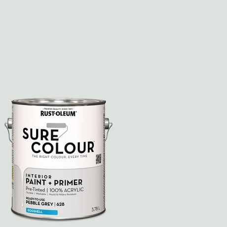 Rust-Oleum Sure Colour™ Peinture + Apprêt, Intérieur Coquille d'oeuf, Gris Galet 3,78L 3,78L