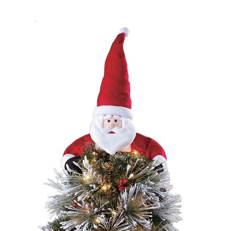 holiday time white red fabric santa tree hugger topper holiday time white red fabric santa tree hugger topper