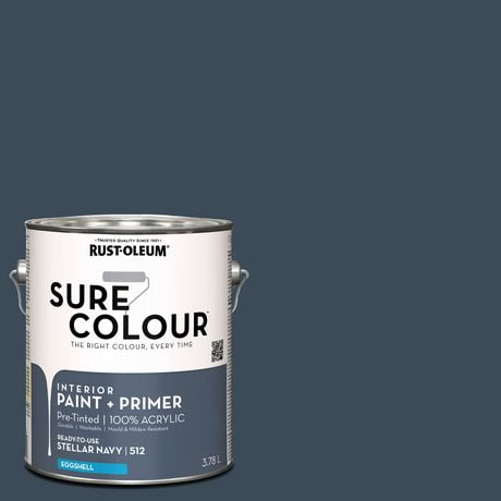 Rust-Oleum Sure Colour™ Paint + Primer, Interior Eggshell, Stellar Navy 3.78 L, 3.78 L