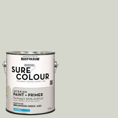 Rust-Oleum Sure Colour™ Peinture + Apprêt, Intérieur Coquille d'oeuf, Vert Bouleau 3,78L 3,78L