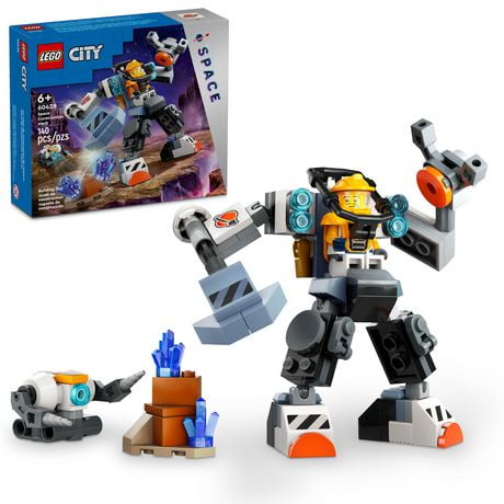 LEGO City Space Construction Mech Suit Building Set, Fun Space Toy for Kids Ages 6 and Up, Space Gift Idea for Boys and Girls Who Love Imaginative Play, Includes Pilot Minifigure and Robot Toy, 60428, Includes 140 Pieces, Ages 6+