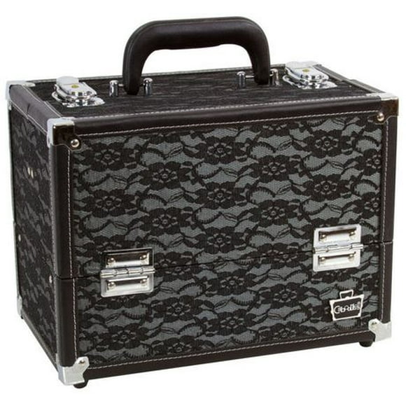 Caboodles 11.25 Inches Black Lace Cosmetic Train Case - 6 Tray