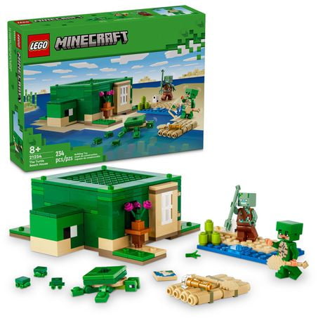 LEGO Minecraft The Turtle Beach House Construction Toy, Minecraft House Building Set with Turtle Figures, Accessories, and Characters from the Game, Gift for 8 Year Old Gamers, Boys and Girls, 21254, Includes 234 Pieces, Ages 8+