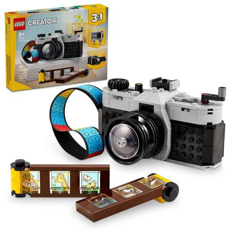 LEGO Creator 3 in 1 Retro Camera Toy, Transforms from Toy Camera to Retro Video Camera to Retro TV Set, Photography Gift for Boys and Girls Ages 8 Years Old and Up Who Enjoy Creative Play, 31147, Includes 261 Pieces, Ages 8+