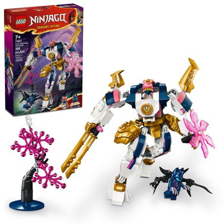 LEGO NINJAGO Sora’s Elemental Tech Mech Mini Ninja Toy, Customizable Figure, Adventure Toy Set for Kids with Sora Minifigure, Ninja Action Figure Gift for Boys and Girls Ages 7 and Up, 71807, Includes 209 Pieces, Ages 7+