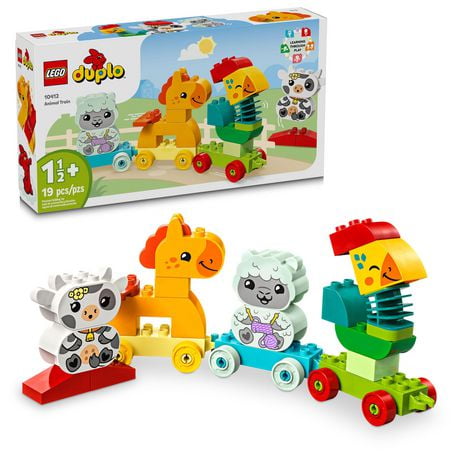 LEGO DUPLO My First Animal Train Building Set and Horse Toy, Educational Toy for Toddlers Ages 1-3 with 4 Animal Figures, Creative Nature Toy Birthday Gift for Animal Loving Preschoolers, 10412, Includes 19 Pieces, Ages 1½+