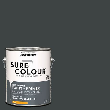 Rust-Oleum Sure Colour™ Paint + Primer, Interior Flat, Charcoal Black 3 ...