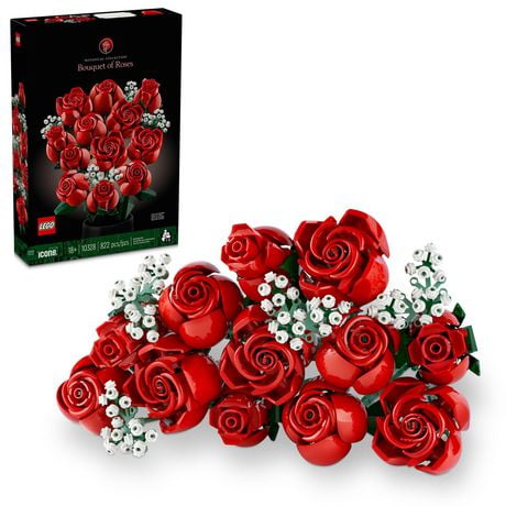 LEGO Icons Bouquet of Roses, Artificial Flowers for Home or Mother's Day Décor, Gift for Her, Him, Anniversary or Any Special Day, Unique Build and Display Model from the Botanical Collection, 10328, Includes 822 Pieces, Ages 18+