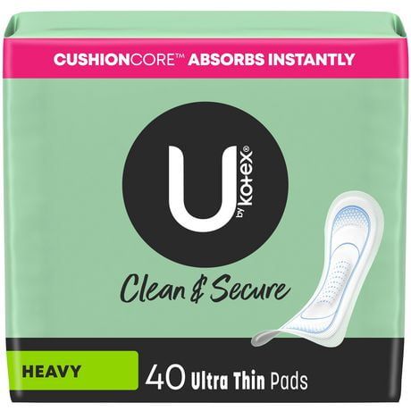 U by Kotex Security Ultra Thin Pad, Heavy Absorbency, Unscented, 40 Count