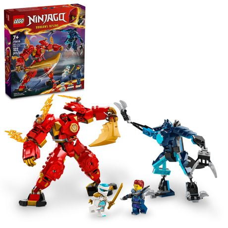 LEGO NINJAGO Kai’s Elemental Fire Mech Action Figure, Mini Ninja Toy for Kids with Customizable Red Ninja Figure plus Kai and Zane Minifigures, Adventure Set for Boys and Girls Ages 7 and Up, 71808, Includes 322 Pieces, Ages 7+