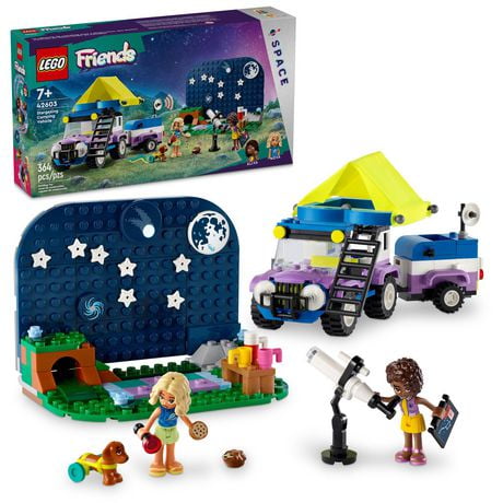 LEGO Friends Stargazing Camping Vehicle Adventure Toy, Includes 2 Mini-Dolls, Camping Trailer, Telescope Toy, and a Dog Figure, Science Toy Gift Idea for Girls, Boys and Kids Ages 7 and Up, 42603, Includes 364 Pieces, Ages 7+