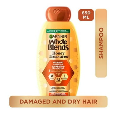 Garnier Whole Blends Honey Treasures Shampooing Réparateur pour Cheveux Secs et Abîmés, 650ml Répare les cheveux abîmés