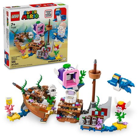LEGO Super Mario Dorrie's Sunken Shipwreck Adventure Expansion Set, Super Mario Collectible Toy for Kids with Cheep Cheep, Cheep Chomp and Blooper Figures, Gift for Boys, Girls and Gamers, 71432, Includes 500 Pieces, Ages 7+