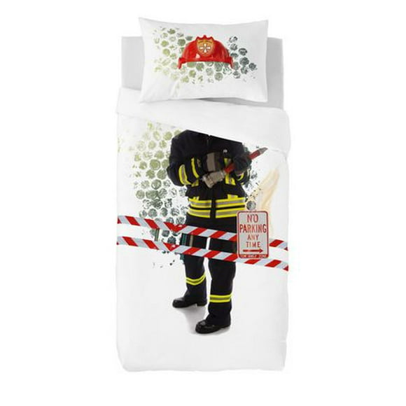 Ens. housse de couette Fireman de Gouchee Design pour lit simple