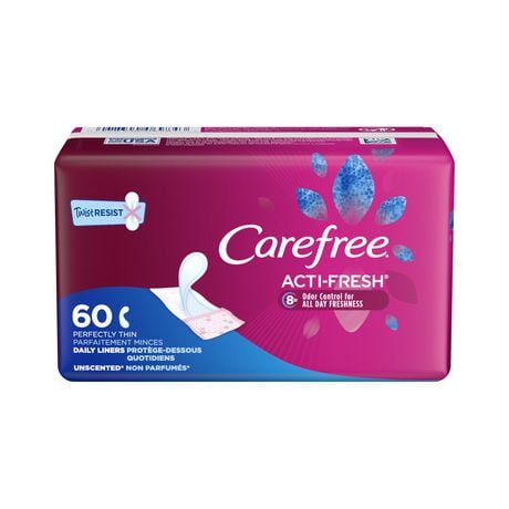 Carefree Acti-Fresh Body Shape Panty Liners Thin To Go Pack of 60 Liners, 60 Panty Liners